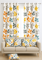 Autumn Glow – Leaf Print Curtain & Cushion Set by Gypsee Life