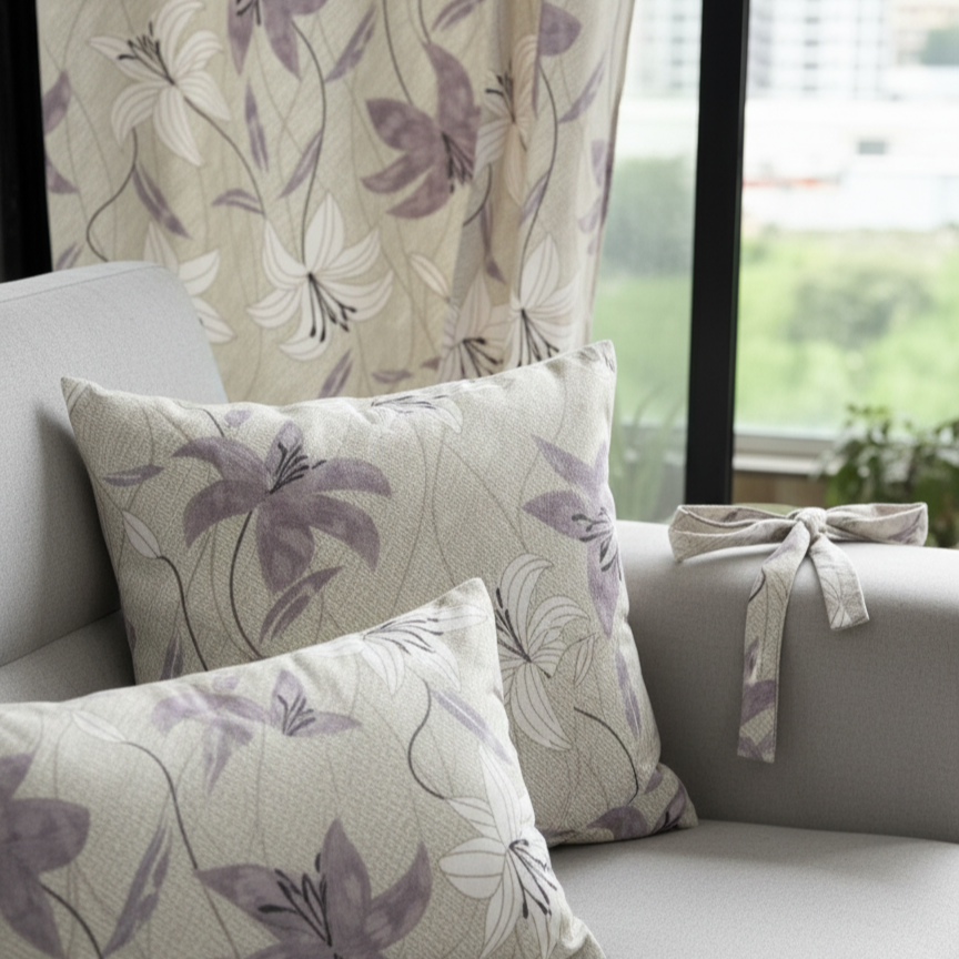 Lily Vatika – Floral Curtain & Cushion Set by Gypsee Life
